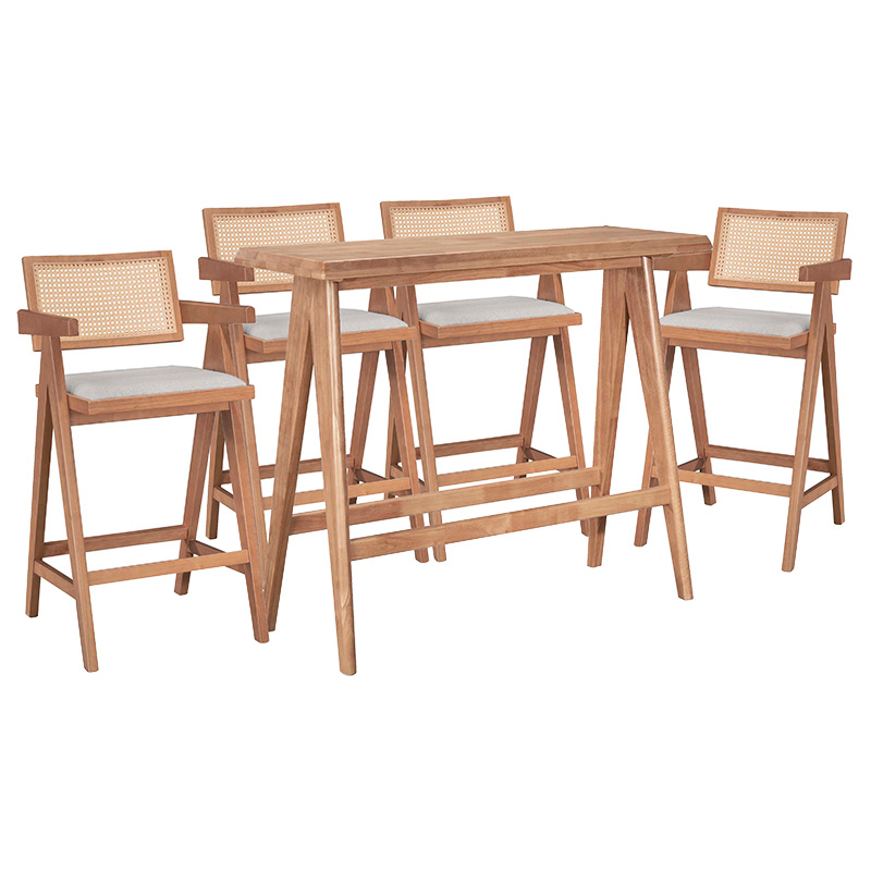 Τραπεζαρία μπαρ Winslow I pakoworld σετ 5τεμ ξύλο rubberwood ανοιχτό καρυδί 120x45x100εκ 247-000017 Τραπεζαρία μπαρ Winslow I pakoworld σετ 5τεμ ξύλο rubberwood ανοιχτό καρυδί 120x45x100εκ 247-000017