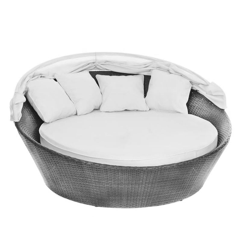 Artekko Rattan Στρόγγυλη Γκρι Ξαπλώστρα με Σκίαστρο (170x170) Artekko 248-1113