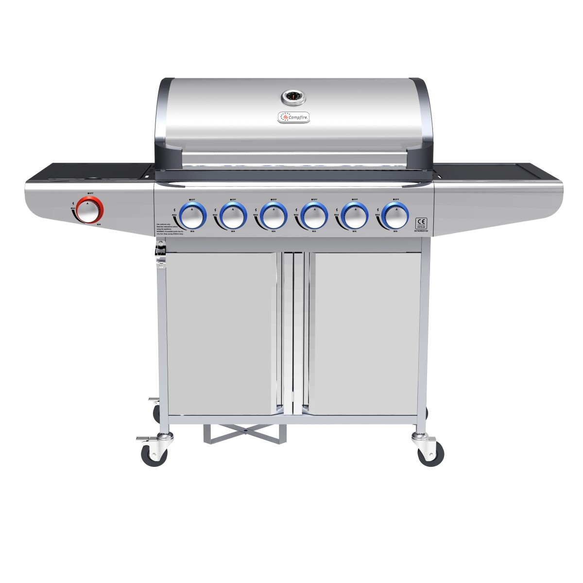 Campfire ΨΗΣΤΑΡΙΑ ΜΕ 6  ΚΑΥΣΤΗΡΕΣ & EXTRA ΕΣΤΙΑ  ΜΕ LED ΔΙΑΚΟΠΤΕΣ-ΙΝΟΧ velco-25-38212