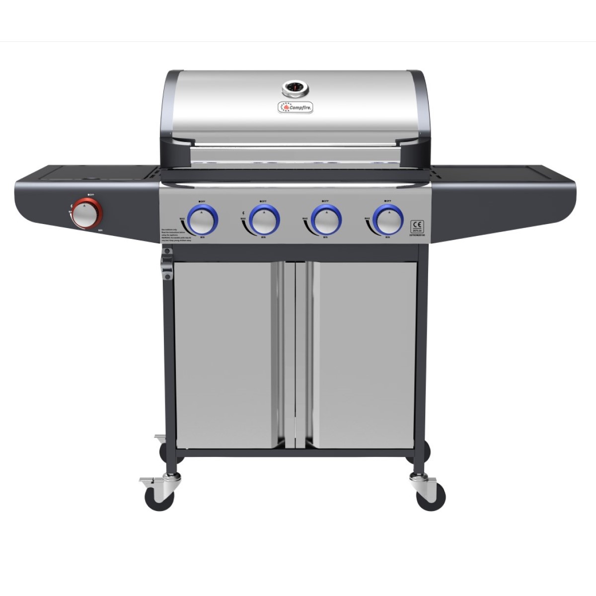 Campfire ΨΗΣΤΑΡΙΑ ΜΕ 4 ΚΑΥΣΤΗΡΕΣ & EXTRA ΕΣΤΙΑ  ΚΑΙ LED ΔΙΑΚΟΠΤΕΣ-ΙΝΟΧ velco-25-38229