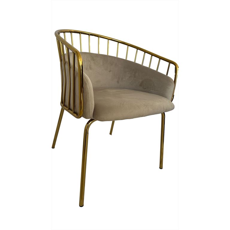 Πολυθρόνα Τραπεζαρίας King Μπεζ Βελούδο 60χ56χ79cm