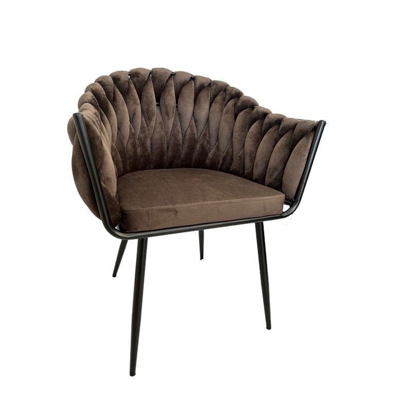 Πολυθρόνα Τραπεζαρίας Queen Καφέ Βελούδο 65χ55χ85cm