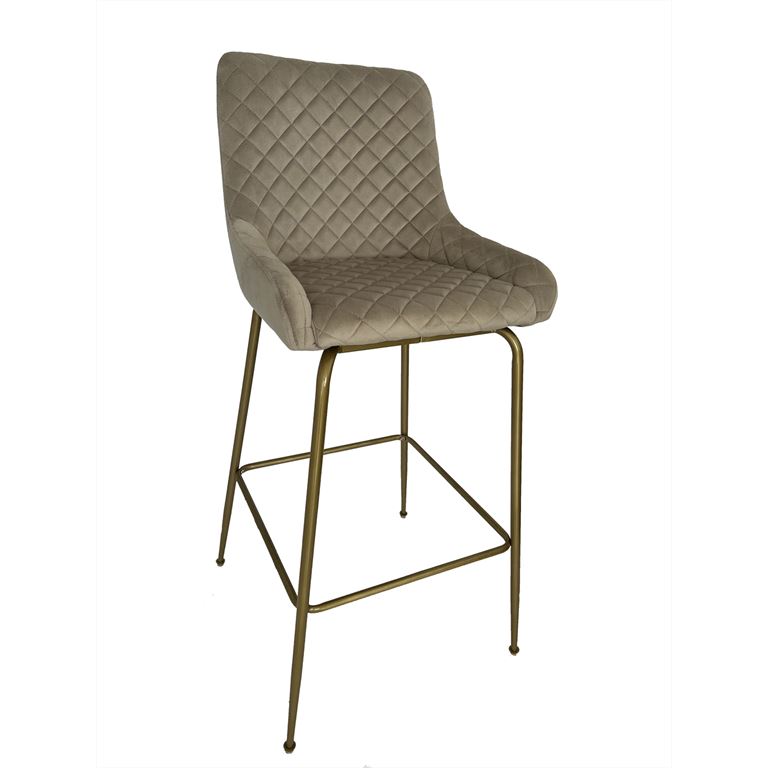 Σκαμπό Μπαρ Isadora Μπεζ Βελούδο 48x42x108