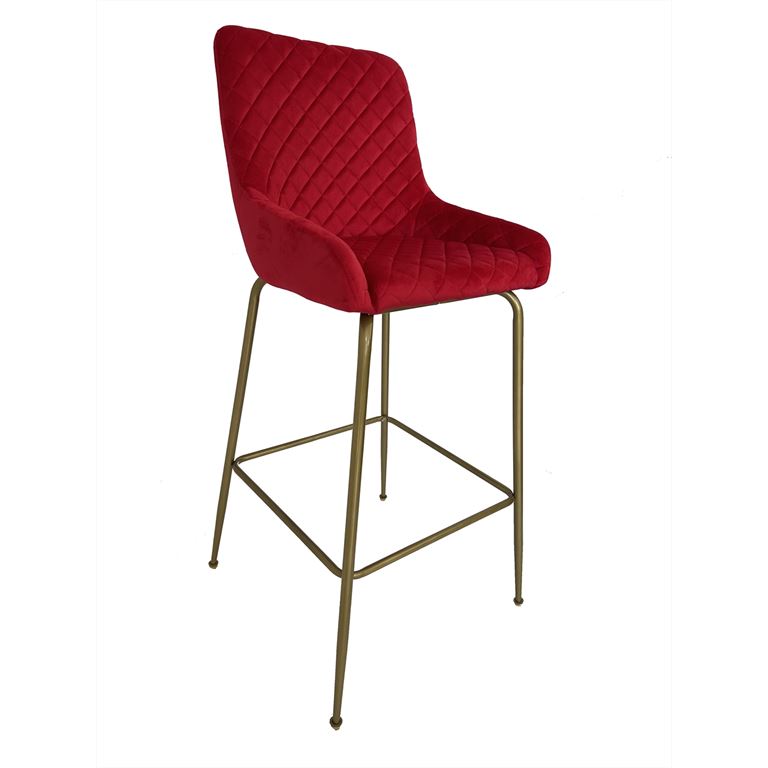 Σκαμπό Μπαρ Isadora Κόκκινο Βελούδο 48x42x108
