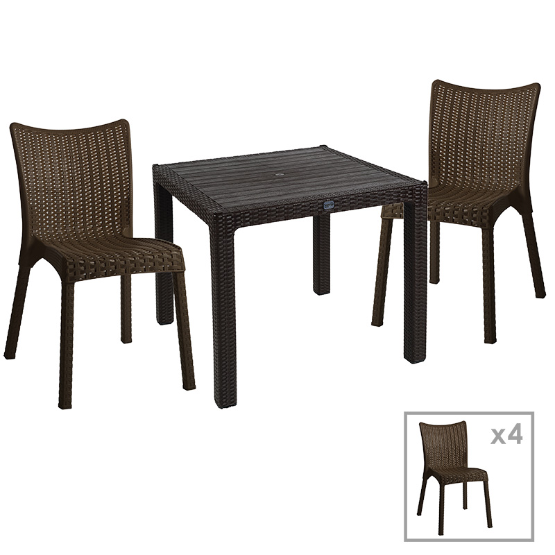 Τραπεζαρία Explore-Confident pakoworld σετ 5τεμ PP καφέ 90x90x73,5εκ 253-000053 Τραπεζαρία Explore-Confident pakoworld σετ 5τεμ PP καφέ 90x90x73,5εκ 253-000053