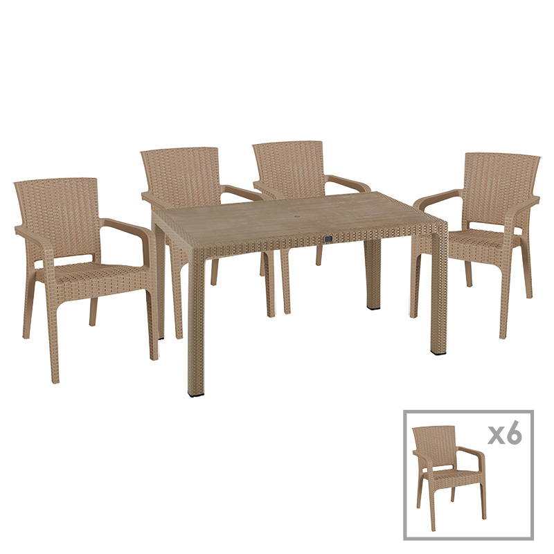 Τραπεζαρία Explore-Halcyon pakoworld σετ 7τεμ PP cappuccino 150x90x73,5εκ 253-000058 Τραπεζαρία Explore-Halcyon pakoworld σετ 7τεμ PP cappuccino 150x90x73,5εκ 253-000058