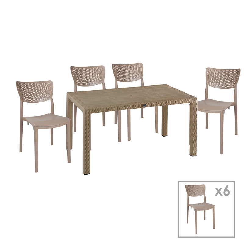 Τραπεζαρία Explore-Ignite pakoworld σετ 7τεμ PP cappuccino 150x90x73,5εκ. 253-000060 Τραπεζαρία Explore-Ignite pakoworld σετ 7τεμ PP cappuccino 150x90x73,5εκ. 253-000060