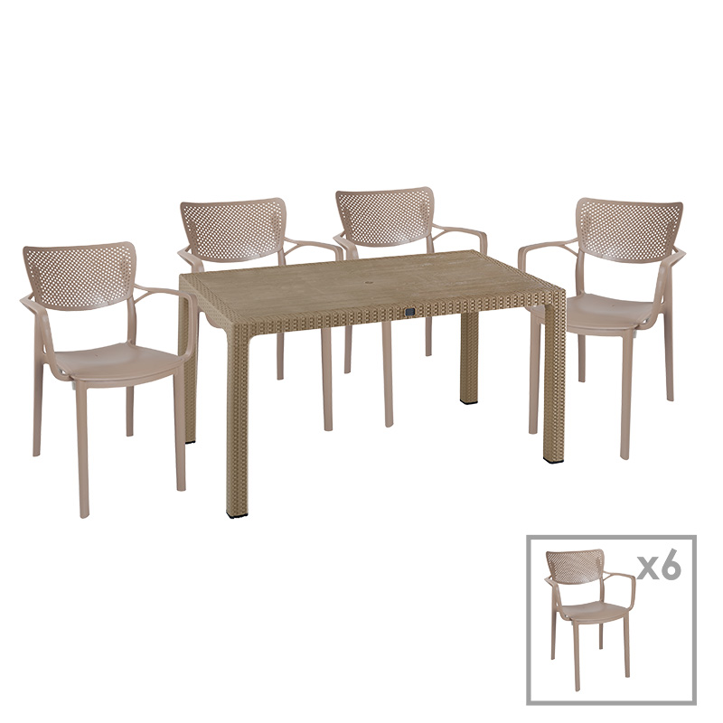 Τραπεζαρία Explore-Frontline pakoworld σετ 7τεμ PP cappuccino 150x90x73,5εκ. 253-000062 Τραπεζαρία Explore-Frontline pakoworld σετ 7τεμ PP cappuccino 150x90x73,5εκ. 253-000062
