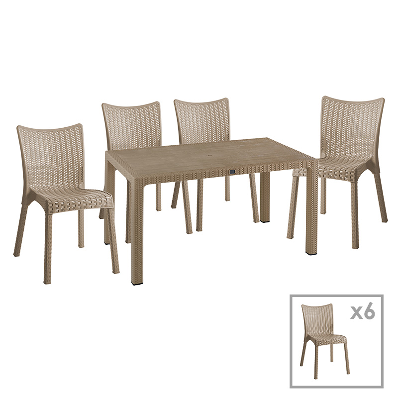 Τραπεζαρία Explore-Confident pakoworld σετ 7τεμ PP cappuccino 150x90x73,5εκ 253-000064 Τραπεζαρία Explore-Confident pakoworld σετ 7τεμ PP cappuccino 150x90x73,5εκ 253-000064