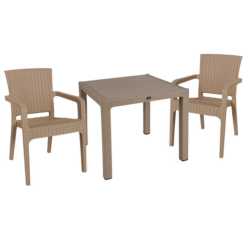 Τραπεζαρία Explore-Halcyon pakoworld σετ 3τεμ PP cappuccino 90x90x73,5εκ 253-000070 Τραπεζαρία Explore-Halcyon pakoworld σετ 3τεμ PP cappuccino 90x90x73,5εκ 253-000070