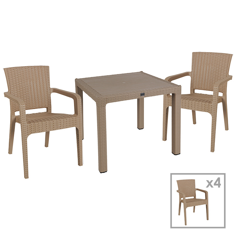 Τραπεζαρία Explore-Halcyon pakoworld σετ 5τεμ PP cappuccino 90x90x73,5εκ 253-000071 Τραπεζαρία Explore-Halcyon pakoworld σετ 5τεμ PP cappuccino 90x90x73,5εκ 253-000071