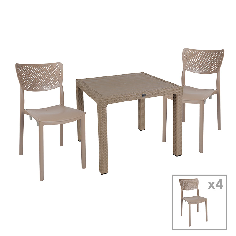 Τραπεζαρία Explore-Ignite pakoworld σετ 5τεμ PP cappuccino 90x90x73,5εκ 253-000073 Τραπεζαρία Explore-Ignite pakoworld σετ 5τεμ PP cappuccino 90x90x73,5εκ 253-000073