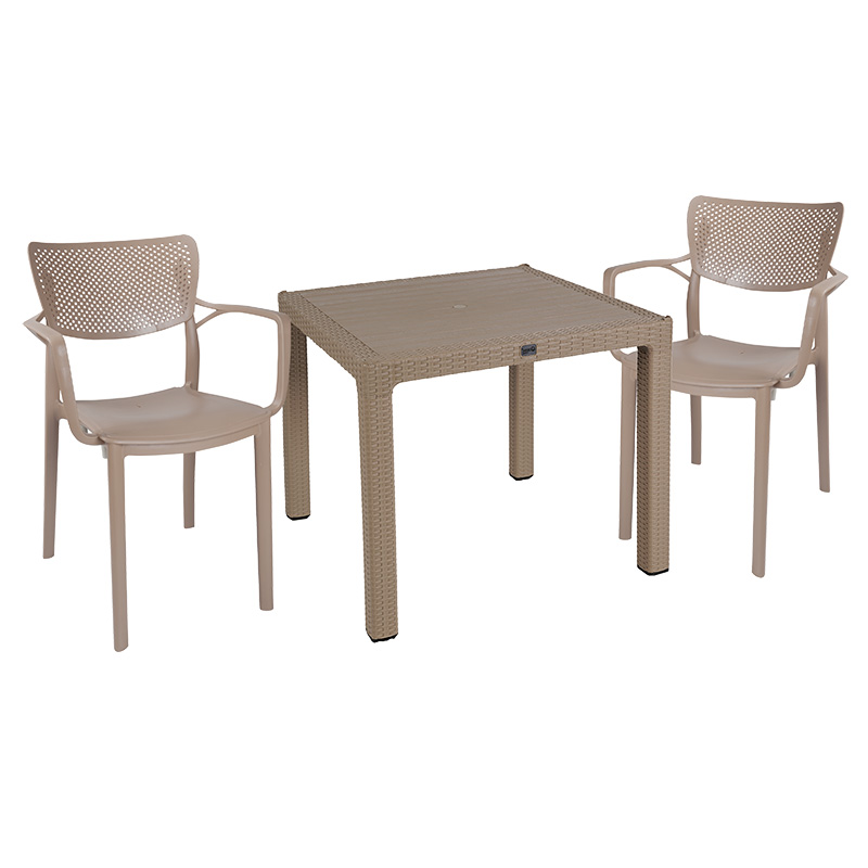 Τραπεζαρία Explore-Frontline pakoworld σετ 3τεμ PP cappuccino 90x90x73,5εκ 253-000074 Τραπεζαρία Explore-Frontline pakoworld σετ 3τεμ PP cappuccino 90x90x73,5εκ 253-000074