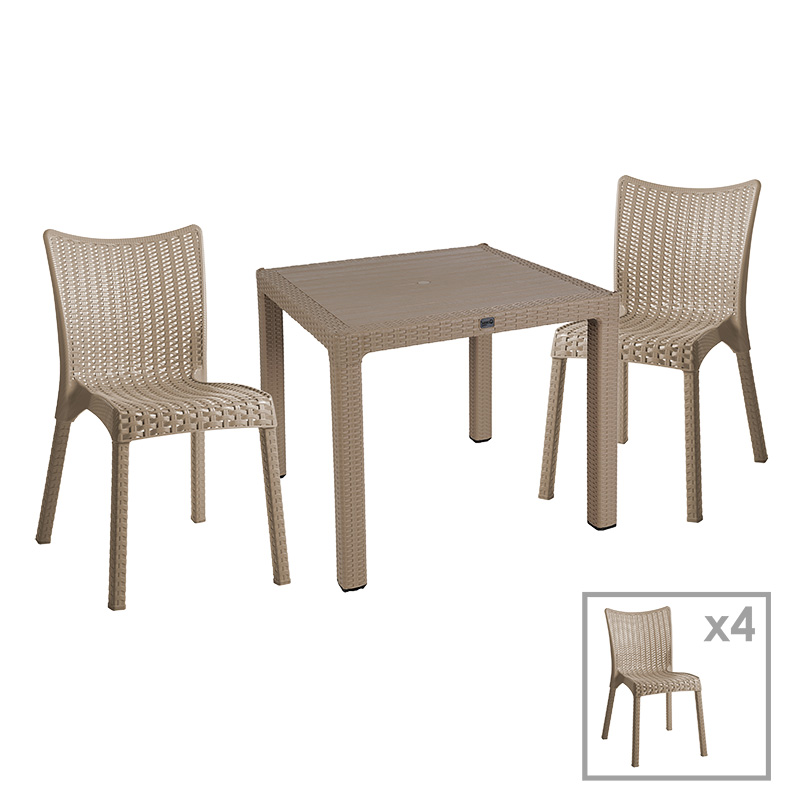 Τραπεζαρία Explore-Confident pakoworld σετ 5τεμ PP cappuccino 90x90x73,5εκ 253-000077 Τραπεζαρία Explore-Confident pakoworld σετ 5τεμ PP cappuccino 90x90x73,5εκ 253-000077