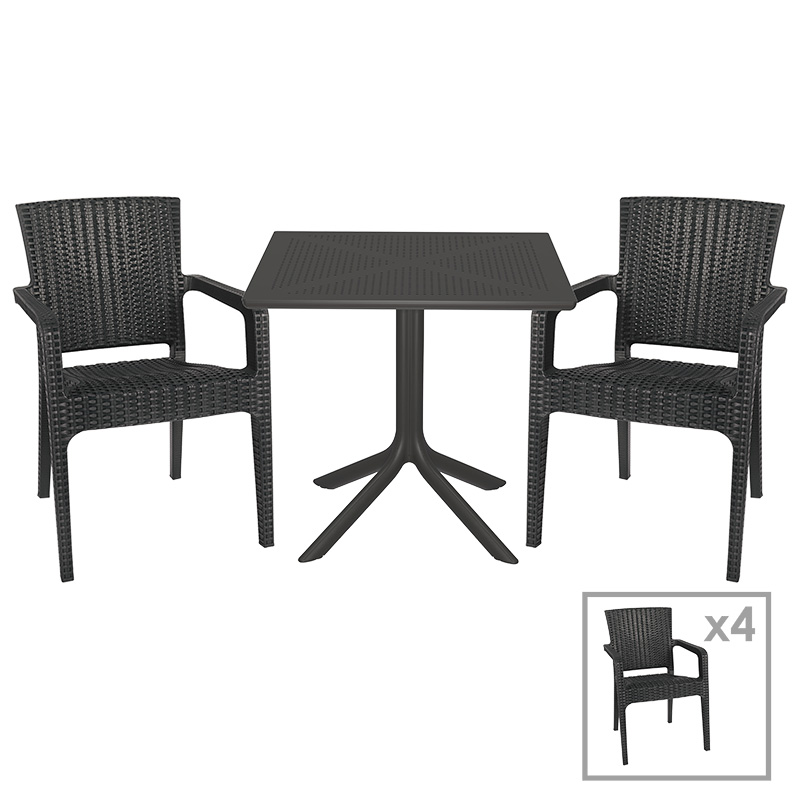 Τραπεζαρία Groovy-Halcyon pakoworld σετ 5τεμ PP ανθρακί 80x80x74,5εκ 253-000082 Τραπεζαρία Groovy-Halcyon pakoworld σετ 5τεμ PP ανθρακί 80x80x74,5εκ 253-000082