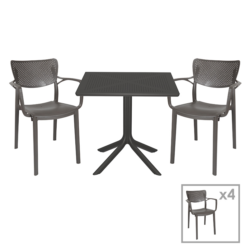 Τραπεζαρία Groovy-Frontline pakoworld σετ 5τεμ PP ανθρακί 80x80x74,5εκ. 253-000086 Τραπεζαρία Groovy-Frontline pakoworld σετ 5τεμ PP ανθρακί 80x80x74,5εκ. 253-000086