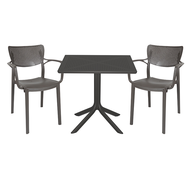 Τραπεζαρία Groovy-Frontline pakoworld σετ 3τεμ PP ανθρακί 80x80x74,5εκ. 253-000087
