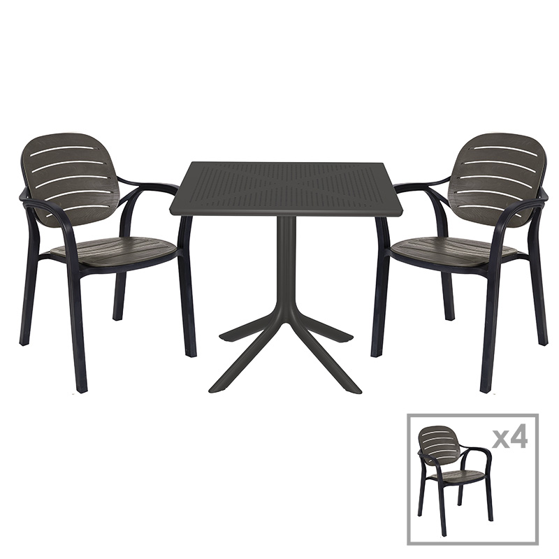 Τραπεζαρία Groovy-Gentle pakoworld σετ 5τεμ PP ανθρακί 80x80x74,5εκ. 253-000088 Τραπεζαρία Groovy-Gentle pakoworld σετ 5τεμ PP ανθρακί 80x80x74,5εκ. 253-000088