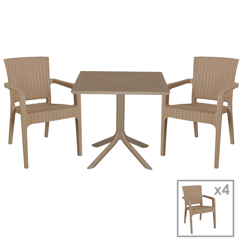 Τραπεζαρία Groovy-Halcyon pakoworld σετ 5τεμ PP cappuccino 80x80x74,5εκ. 253-000092 Τραπεζαρία Groovy-Halcyon pakoworld σετ 5τεμ PP cappuccino 80x80x74,5εκ. 253-000092