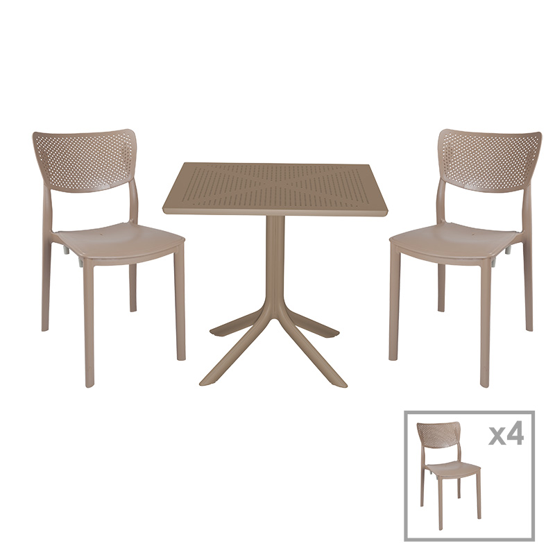Τραπεζαρία Groovy-Ignite pakoworld σετ 5τεμ PP cappuccino 80x80x74,5εκ. 253-000094 Τραπεζαρία Groovy-Ignite pakoworld σετ 5τεμ PP cappuccino 80x80x74,5εκ. 253-000094