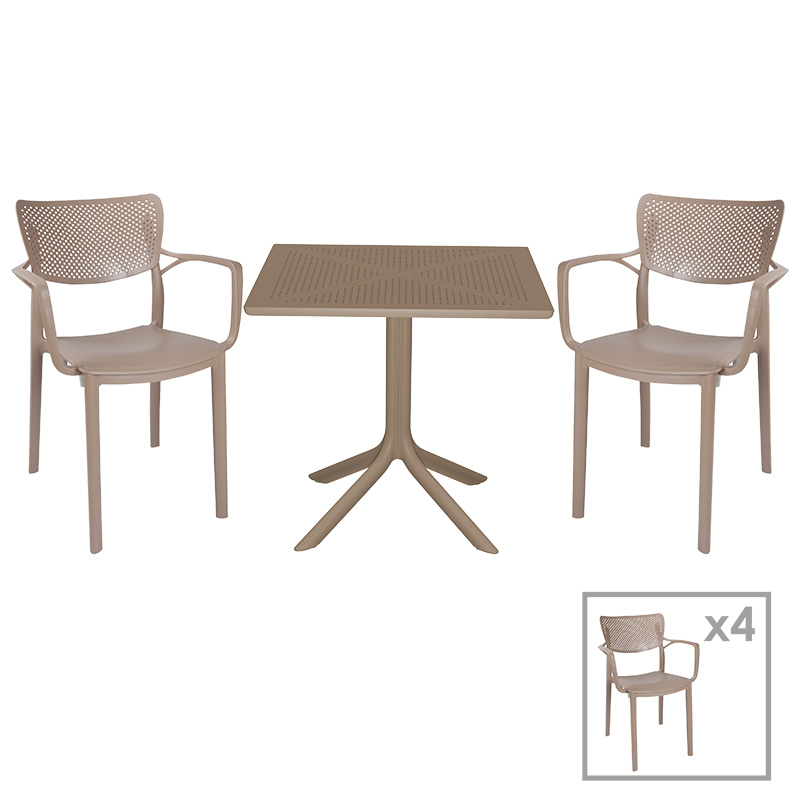 Τραπεζαρία Groovy-Frontline pakoworld σετ 5τεμ PP cappuccino 80x80x74,5εκ. 253-000096 Τραπεζαρία Groovy-Frontline pakoworld σετ 5τεμ PP cappuccino 80x80x74,5εκ. 253-000096