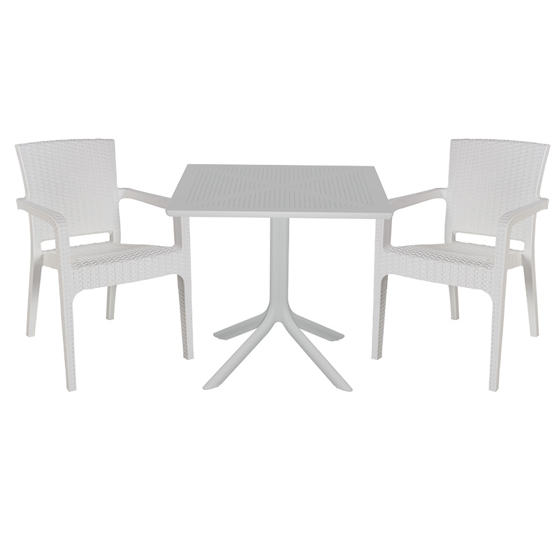 Τραπεζαρία Groovy-Halcyon pakoworld σετ 3τεμ PP λευκό 80x80x74,5εκ. 253-000104 Τραπεζαρία Groovy-Halcyon pakoworld σετ 3τεμ PP λευκό 80x80x74,5εκ. 253-000104