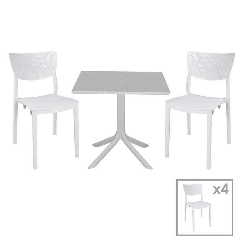 Τραπεζαρία Groovy-Ignite pakoworld σετ 5τεμ PP λευκό 80x80x74,5εκ. 253-000107 Τραπεζαρία Groovy-Ignite pakoworld σετ 5τεμ PP λευκό 80x80x74,5εκ. 253-000107