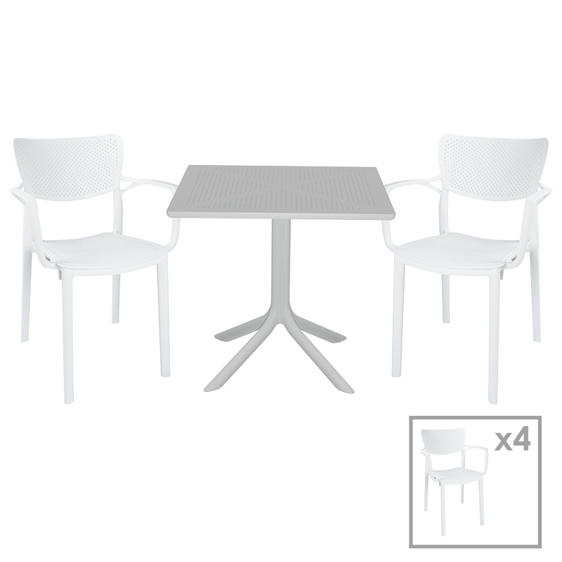 Τραπεζαρία Groovy-Fontline pakoworld σετ 5τεμ PP λευκό 80x80x74,5εκ. 253-000109 Τραπεζαρία Groovy-Fontline pakoworld σετ 5τεμ PP λευκό 80x80x74,5εκ. 253-000109