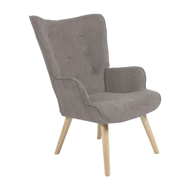 Πολυθρόνα Fluffy pakoworld ύφασμα γκρι-πόδι rubberwood φυσικό 75x69x96εκ 255-000019 Πολυθρόνα Fluffy pakoworld ύφασμα γκρι-πόδι rubberwood φυσικό 75x69x96εκ 255-000019