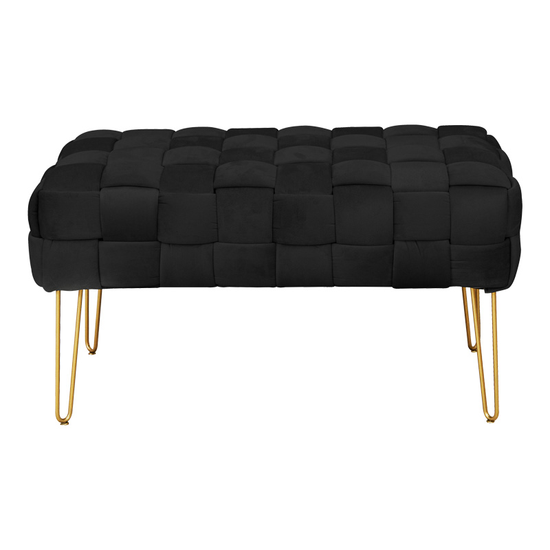 Σκαμπό Wenzo pakoworld βελούδο σε μαύρη απόχρωση 82x43x46εκ