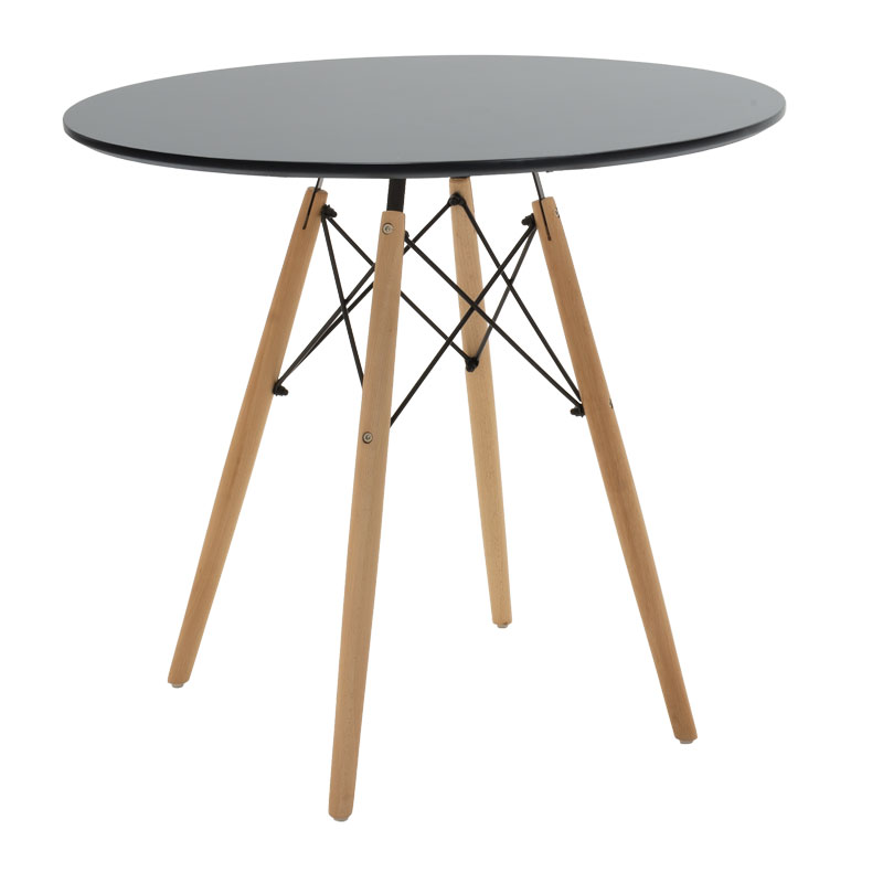 Τραπέζι Julita pakoworld MDF μαύρο-πόδια φυσικό Φ80×73εκ 271-000008 Τραπέζι Julita pakoworld MDF μαύρο-πόδια φυσικό Φ80×73εκ 271-000008