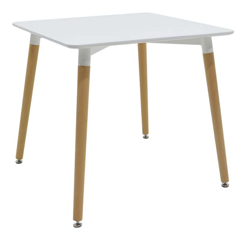 Τραπέζι Natali pakoworld MDF λευκό-πόδια φυσικό 80x80x76εκ 271-000009 Τραπέζι Natali pakoworld MDF λευκό-πόδια φυσικό 80x80x76εκ 271-000009