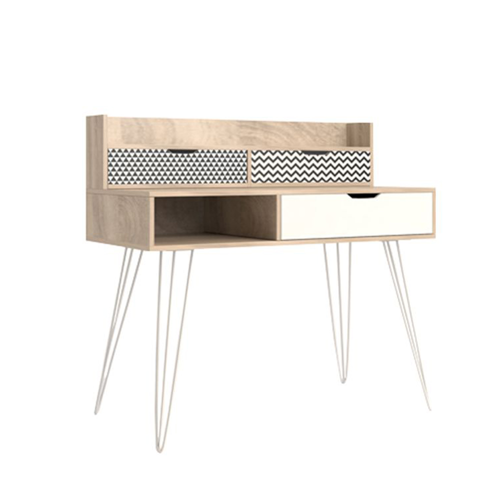 Liberta MINTONI ΓΡΑΦΕΙΟ 3ΣΥΡΤΑΡΙΑ SONOMA ΛΕΥΚΟ ΜΕ PATTERN 100x50xH100cm 100x50xH100cm 28-0128