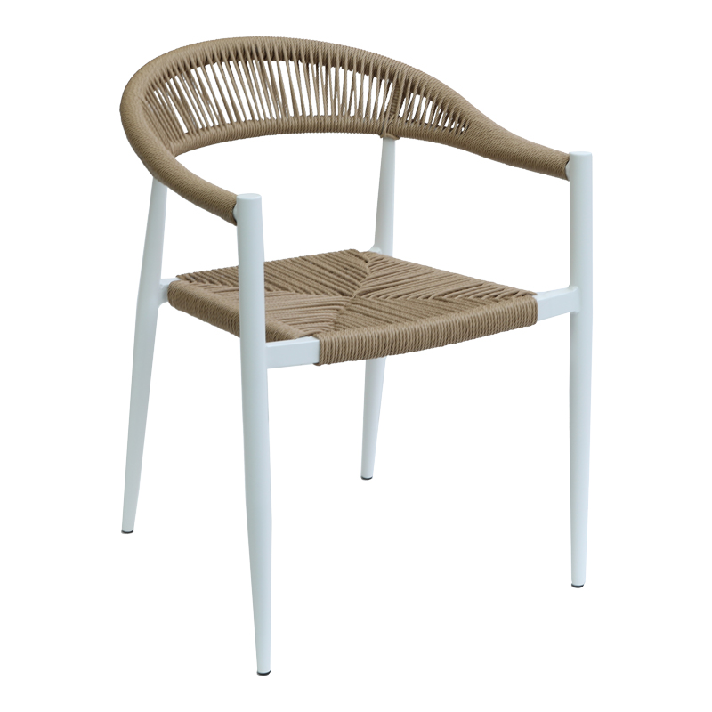 Intrahome Πολυθρόνα Fagen Intrahome στοιβαζόμενη λευκό αλουμίνιο-φυσικό textilene 56x60x78εκ | SKU: INTRAPA-390111120