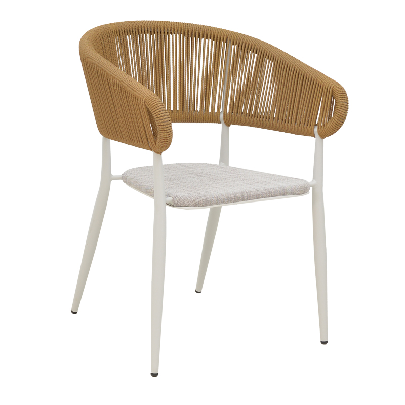 Intrahome Πολυθρόνα αλουμινίου Raven Intrahome στοιβαζόμενη λευκός σκελετός-φυσικό textilene-rattan 57x62x78εκ | SKU: INTRAPA-302111115