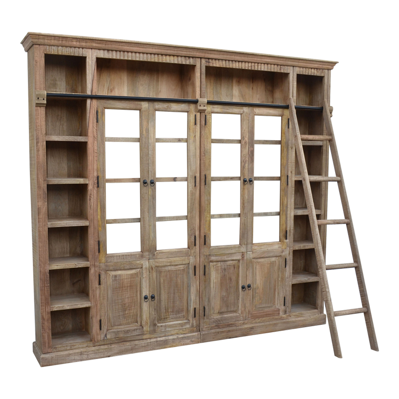 Βιβλιοθήκη Librardy Inart lime wash μασίφ mango ξύλο 247x35x220εκ 293-000002 Βιβλιοθήκη Librardy Inart lime wash μασίφ mango ξύλο 247x35x220εκ 293-000002