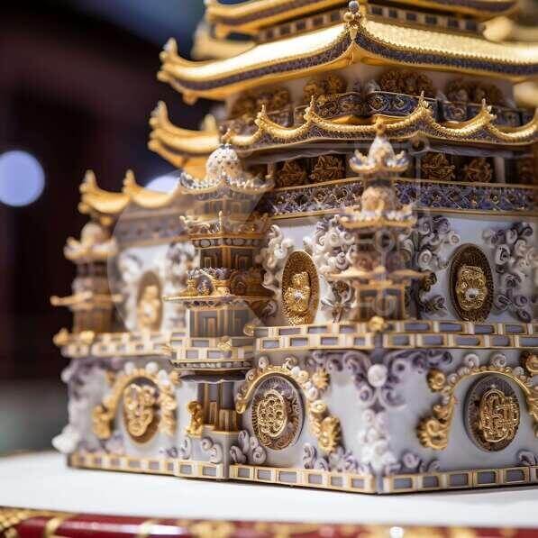 Intra Συλλεκτικό Ξύλινο Παζλ Plywood  4mm - Περίπλοκο μοντέλο παγόδας ασιατικού στιλ Σε Ξύλινο Κουτί - Διαστάσεις Puzzle: 10x10 cm – 25 κομμάτια