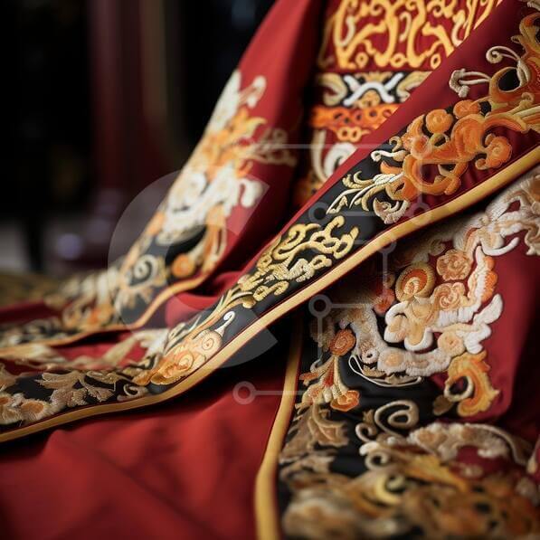 Intra Συλλεκτικό Ξύλινο Παζλ Plywood  4mm - Περίτεχνα κεντημένο ρούχο σε κόκκινο και μαύρο Σε Ξύλινο Κουτί - Διαστάσεις Puzzle: 10x10 cm – 25 κομμάτια