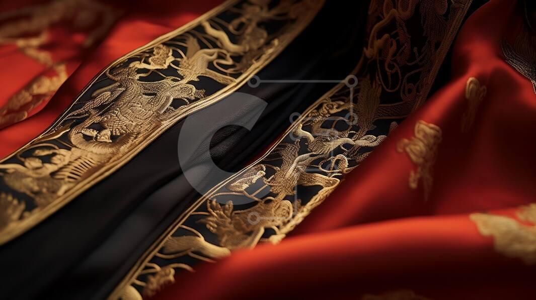 Σετ των 2 Intra Συλλεκτικό Ξύλινο Παζλ Plywood  4mm - Περίπλοκο κεντημένο ύφασμα με χρυσό και κόκκινο σχέδιο Σε Ξύλινο Κουτί - Διαστάσεις: 10x10 cm – 25 κομμάτια