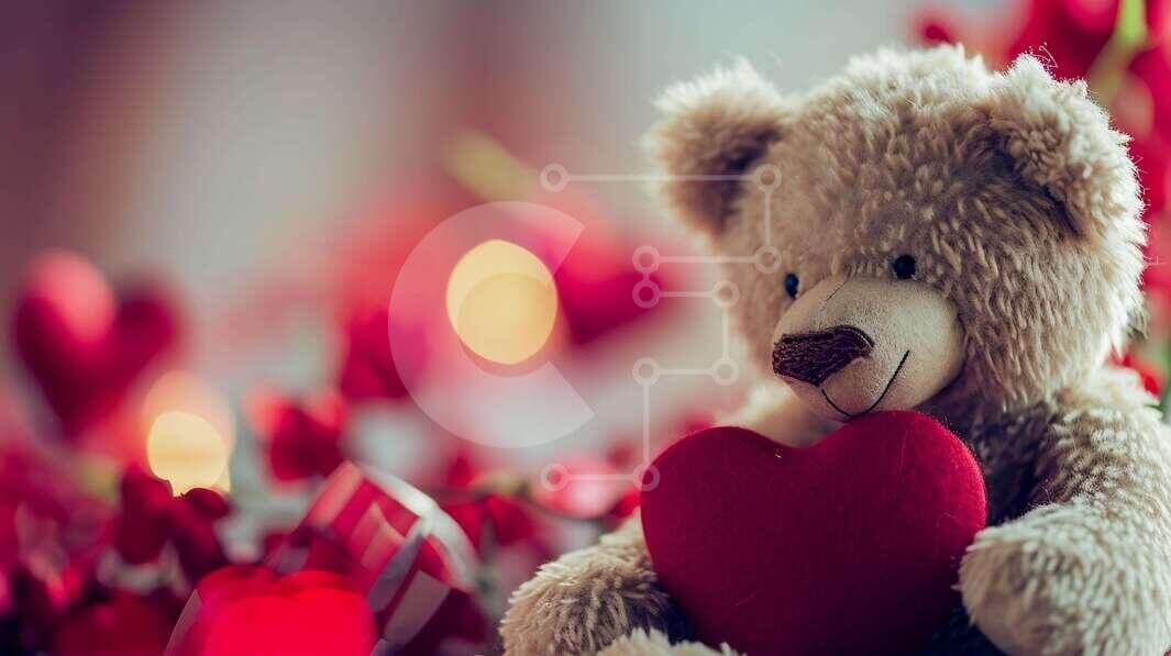 Intra Συλλεκτικό Ξύλινο Παζλ Plywood  4mm - Αρκουδάκι με κόκκινα τριαντάφυλλα και καρδιές Σε Ξύλινο Κουτί - Διαστάσεις: 10x10 cm – 25 κομμάτια