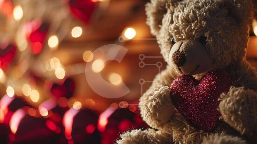 Intra Συλλεκτικό Ξύλινο Παζλ Plywood  4mm - Teddy Bear που κρατά την καρδιά με τα φώτα που αναβοσβήνουν Σε Ξύλινο Κουτί - Διαστάσεις Puzzle: 10x10 cm – 25 κομμάτια