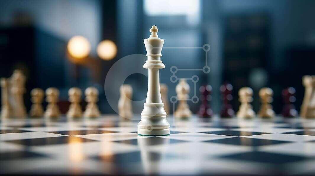 Intra Συλλεκτικό Ξύλινο Παζλ Plywood  4mm - Κοντινό πλάνο μιας σκακιέρας με ένα λευκό κομμάτι βασιλιά Σε Ξύλινο Κουτί - Διαστάσεις: 10x10 cm – 25 κομμάτια