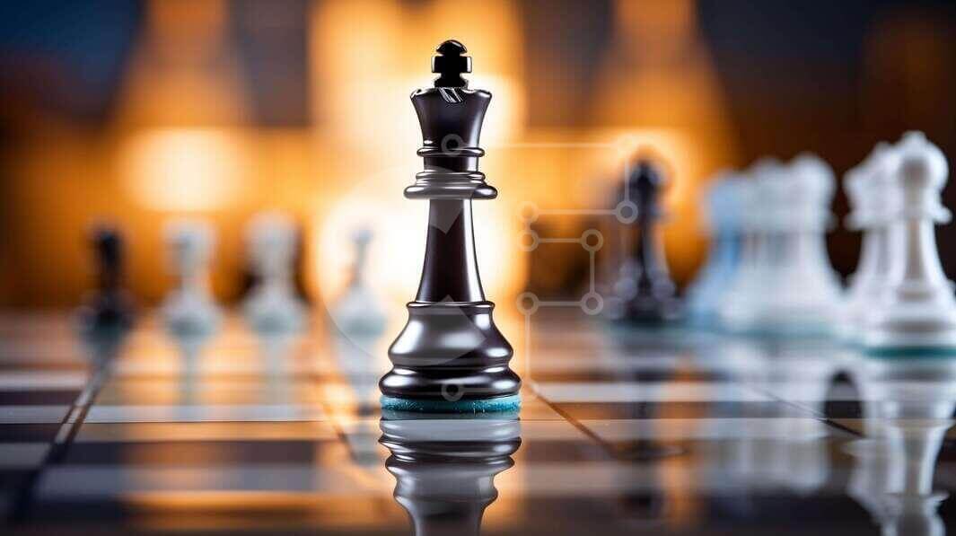 Intra Συλλεκτικό Ξύλινο Παζλ Plywood  4mm - Μαύρο κομμάτι σκακιού βασιλιά στον ανακλαστικό πίνακα Σε Ξύλινο Κουτί - Διαστάσεις Puzzle: 10x10 cm – 25 κομμάτια