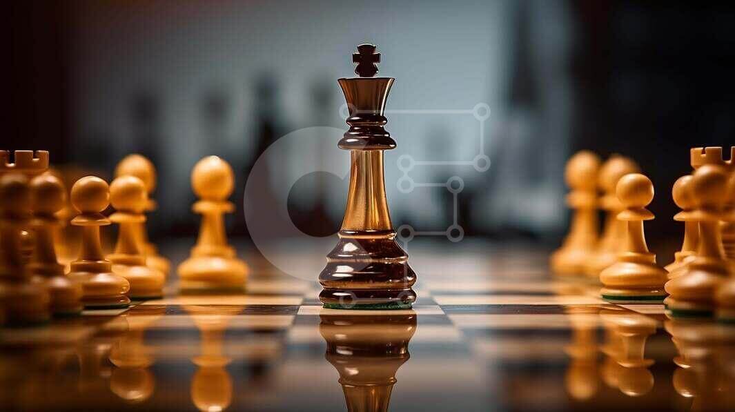 Intra Συλλεκτικό Ξύλινο Παζλ Plywood  4mm - Ο βασιλιάς του σκακιού περιβάλλεται από πιόνια Σε Ξύλινο Κουτί - Διαστάσεις Puzzle: 10x10 cm – 25 κομμάτια