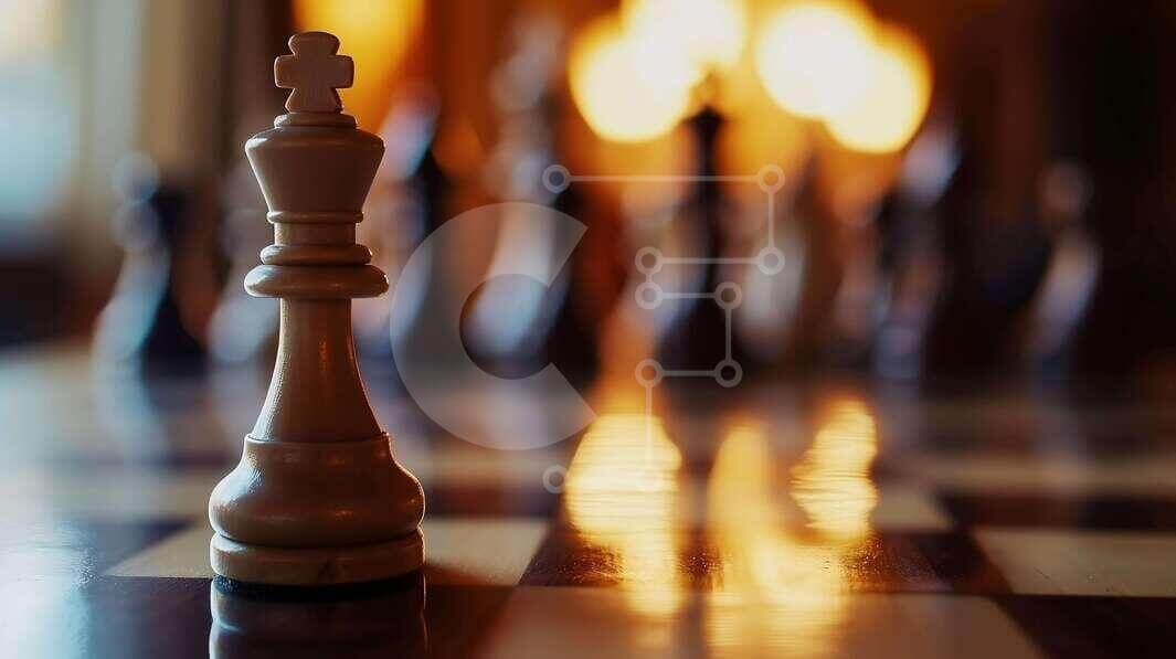 Intra Συλλεκτικό Ξύλινο Παζλ Plywood  4mm - Κοντινό πλάνο ενός κομματιού βασιλιά σκακιού σε μια σκακιέρα Σε Ξύλινο Κουτί - Διαστάσεις Puzzle: 10x10 cm – 25 κομμάτια