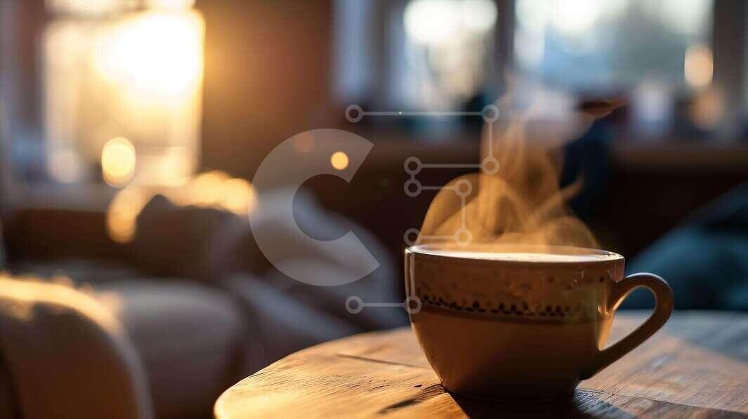 Intra Συλλεκτικό Ξύλινο Παζλ Plywood  4mm - Φλιτζάνι καφέ στον ατμό σε ένα ζεστό σπίτι Σε Ξύλινο Κουτί - Διαστάσεις Puzzle: 10x10 cm – 25 κομμάτια