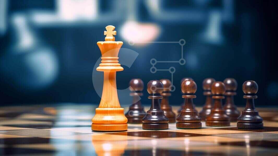 Intra Συλλεκτικό Ξύλινο Παζλ Plywood  4mm - Πιόνι βασιλιά σκακιού που περιβάλλεται από πιόνια Σε Ξύλινο Κουτί - Διαστάσεις: 10x10 cm – 25 κομμάτια