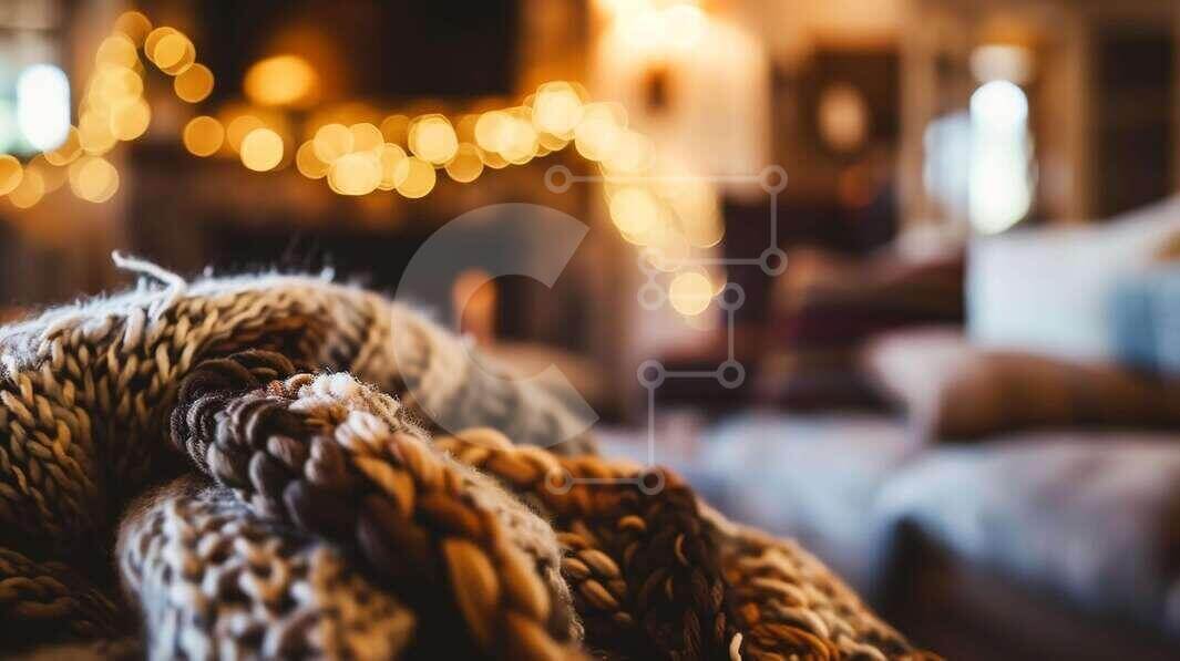 Intra Συλλεκτικό Ξύλινο Παζλ Plywood  4mm - Άνετη πλεκτή κουβέρτα σε ένα ζεστό σαλόνι Σε Ξύλινο Κουτί - Διαστάσεις Puzzle: 10x10 cm – 25 κομμάτια