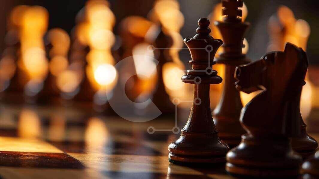 Intra Συλλεκτικό Ξύλινο Παζλ Plywood  4mm - Ξύλινα κομμάτια σκακιού σε μια σανίδα με ζεστό φωτισμό Σε Ξύλινο Κουτί - Διαστάσεις: 10x10 cm – 25 κομμάτια