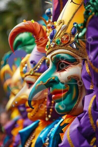 Intra Συλλεκτικό Ξύλινο Παζλ Plywood  4mm - Αποκριάτικες μάσκες σε μια εορταστική γιορτή Σε Ξύλινο Κουτί - Διαστάσεις Puzzle: 10x10 cm – 25 κομμάτια